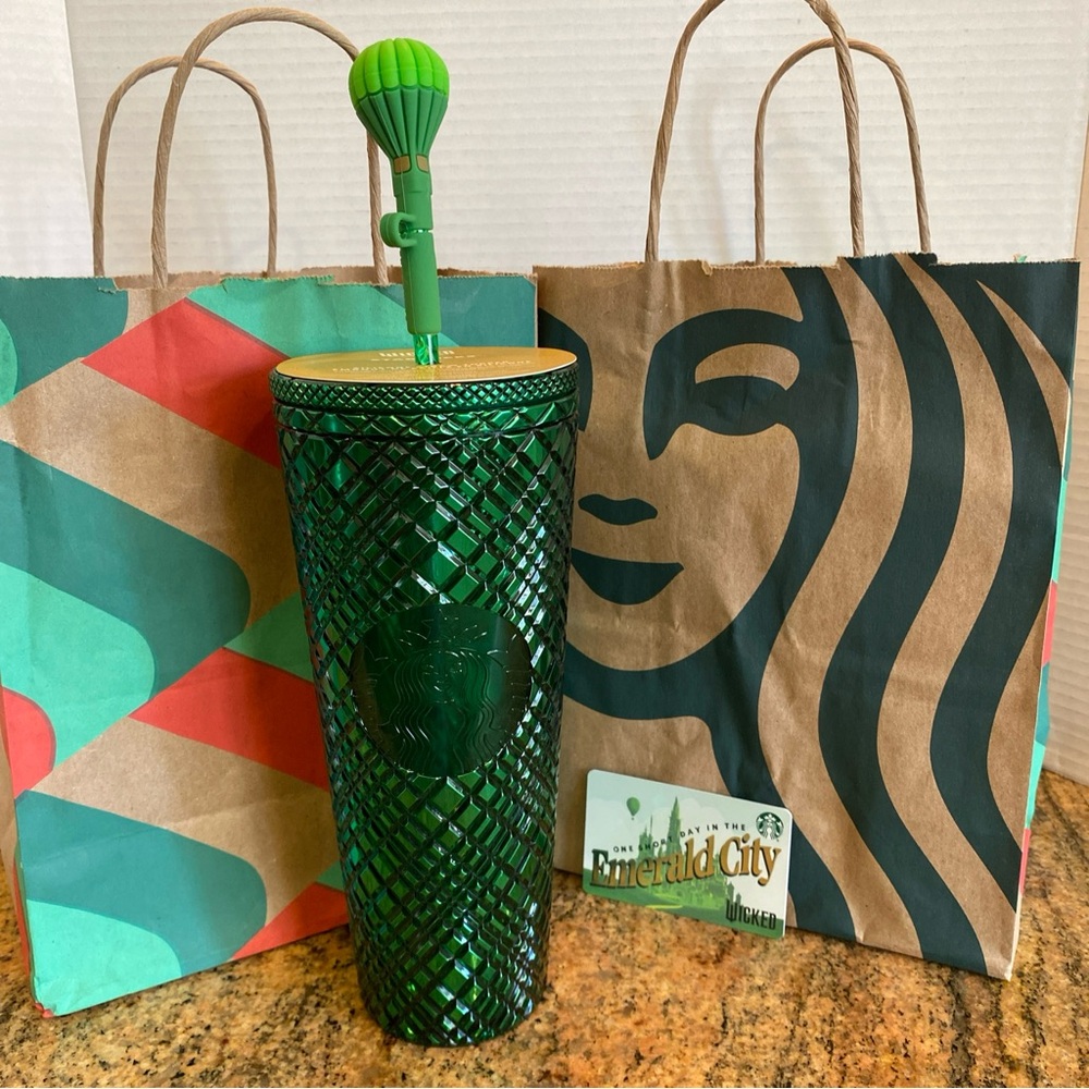 LIMITED EDITION Starbucks Wicked Emerald City 24oz Tumbler W/Empty Gift Card New